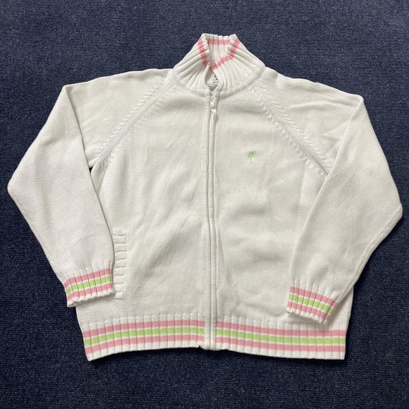 Lilly Pulitzer Sweaters - Lilly Pulitzer Cardigan Sweater Womens Medium White Full Zip Mock Neck Striped